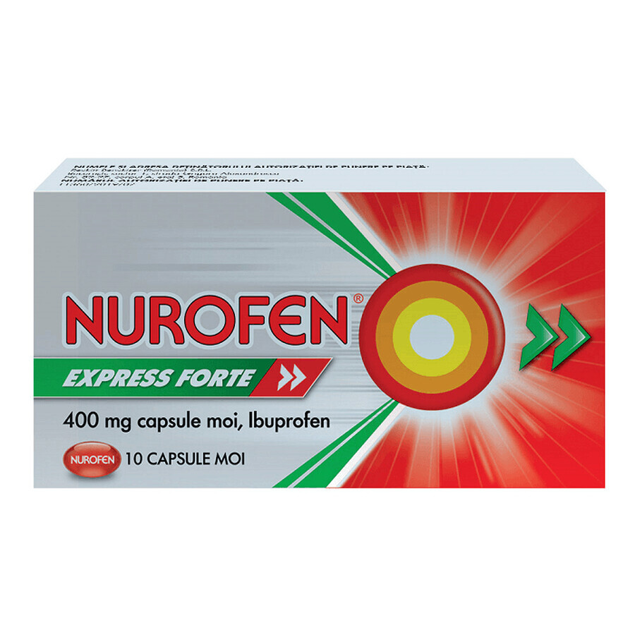 Nurofen Express Forte 400 mg, 10 cápsulas, Reckitt Benckiser Healthcare