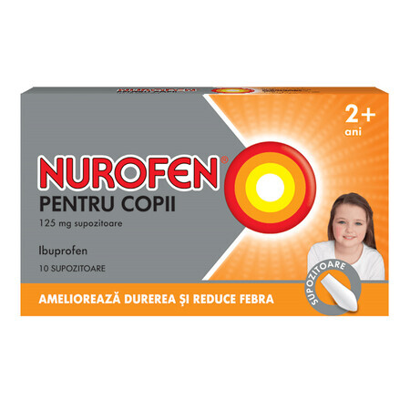 Nurofen infantil 125 mg, 2 años, 10 supositorios, Reckitt Benckiser Healthcare