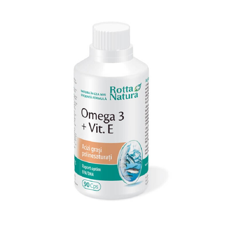 Omega 3 + Vitamina E 1000mg, 90 cápsulas, Rotta Natura