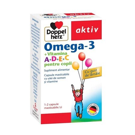 Omega 3 Vitamine A+D+E+C voor kinderen, 30 capsules, Doppelherz