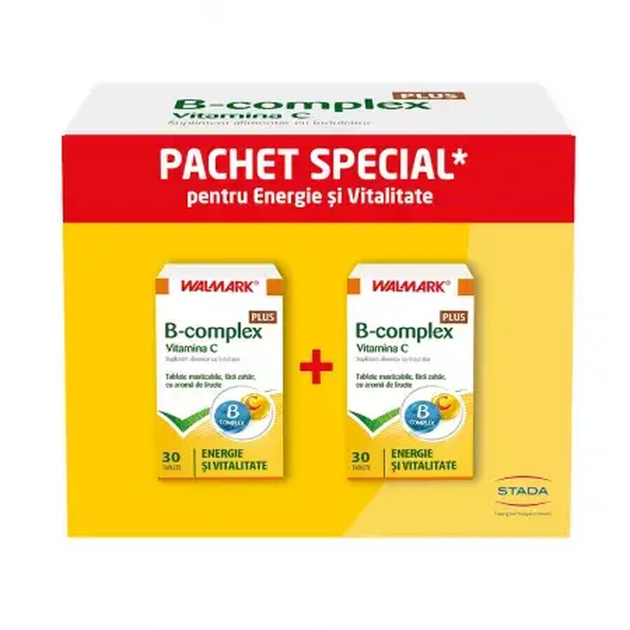 Paquete Complejo B más Vitamina C con sabor a fruta, 30 + 30 comprimidos (50% de descuento en el 2º producto)) , Walmark