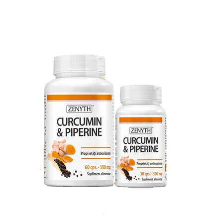 Confezione Curcumin & Piperine, 60 + 30 capsule, Zenyth