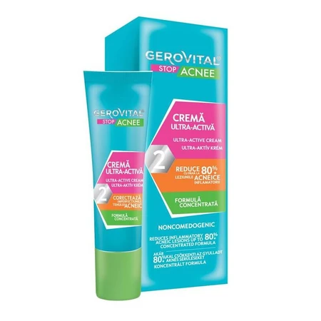 Gerovital Stop Acne Zuiverende Schuimende Gel, 150 ml + Talgregulerende Crème-Gel, 50 ml + Ultra-Actieve Crème, 15 ml, Farmec