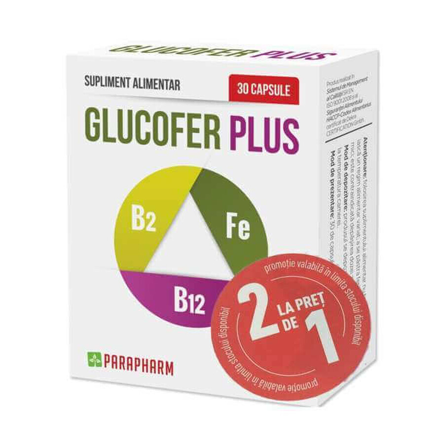 Confezione Glucofer Plus, 30 + 30 capsule, Parapharm