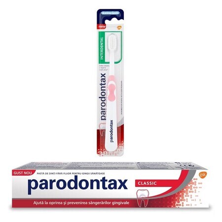 Parodontax Pasta Dentífrica Clásica 75 ml + Cepillo Interdental Parodontax, Extra Suave, Gsk