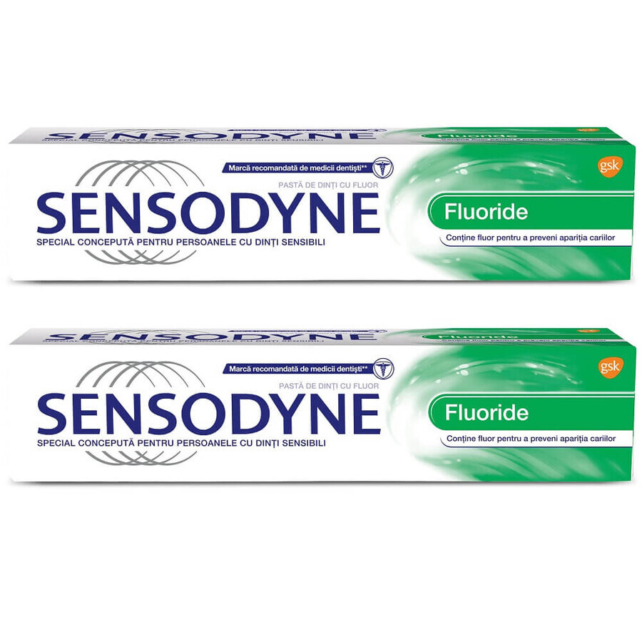 Sensodyne pasta dentífrica con flúor, 100 ml + 100 ml, Gsk