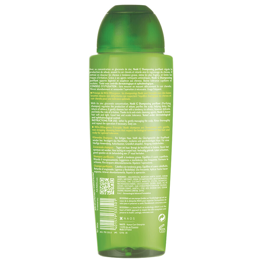 Bioderma Node G Champú purificante para cabello graso, 400 ml