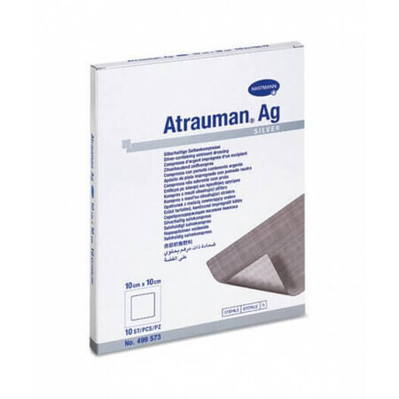 Atrauman Ag verband (499573), 10x10 cm, 10 stuks, Hartmann