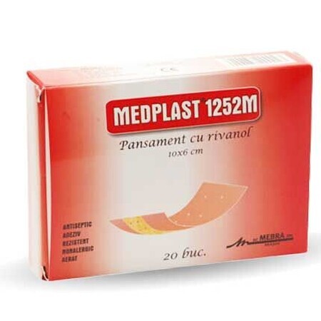 Medplast 1252 M apósito rivanol, 10x6 cm, 20 piezas, Mebra