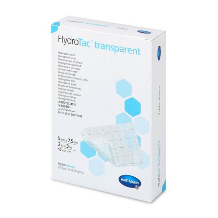 HydroTac transparente Apósito de hidrogel HydroTac transparente 5x7,5cm, 10 piezas, Hartmann