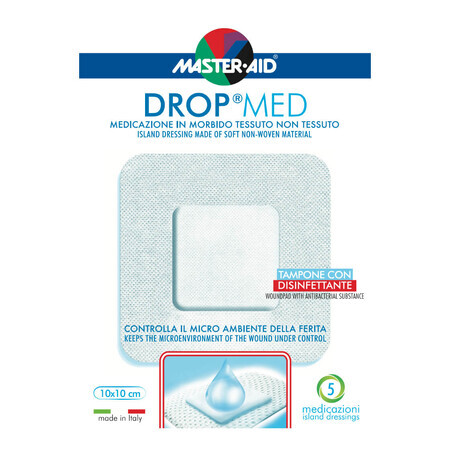 Master-Aid Drop Med Medicazione Autoadesiva Misura 10 x 10 cm, 5 Pezzi