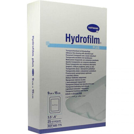 Medicazione trasparente Hydrofilm Plus, 9x15 cm (685775), 25 pezzi, Hartmann