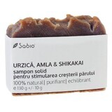 Champú sólido para estimular el crecimiento del cabello con ortiga, amla y shikakai, 130 g, Sabio