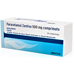 Paracetamol 500 mg, 20 comprimidos, Zentiva