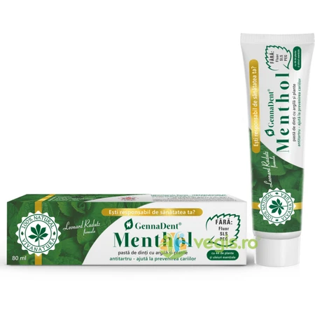 Pastă de dinți GennaDent Menthol, 80 ml, Vivanatura