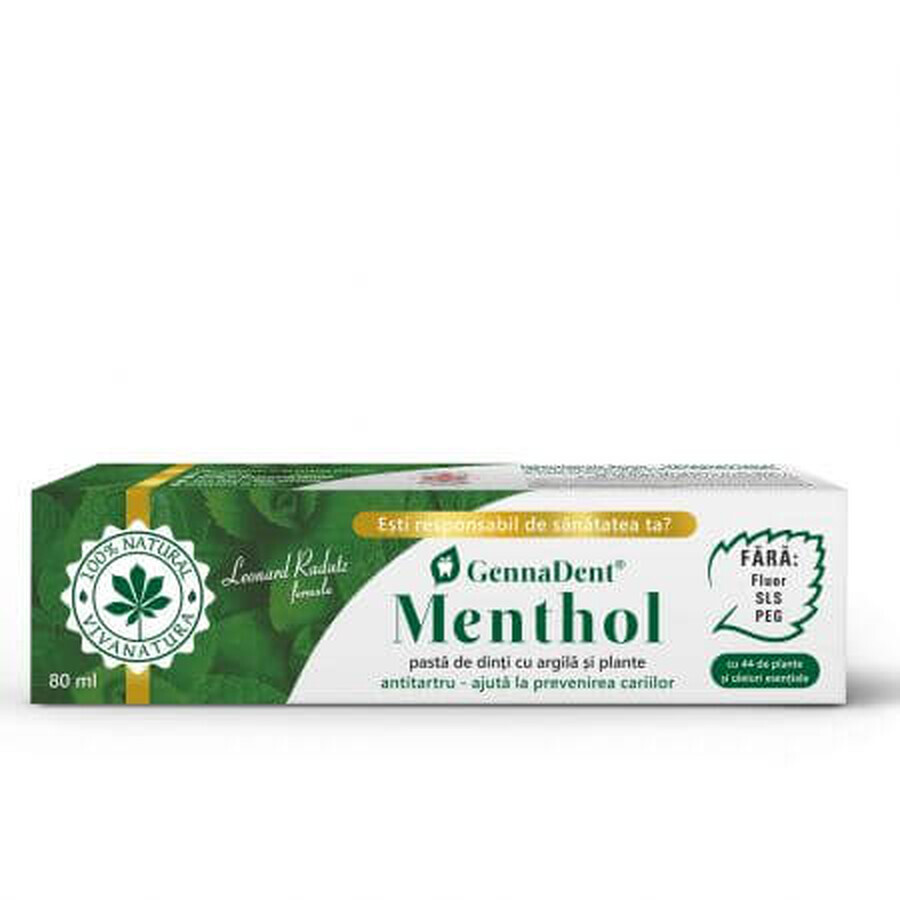 Dentífrico GennaDent Mentol, 80 ml, Vivanatura