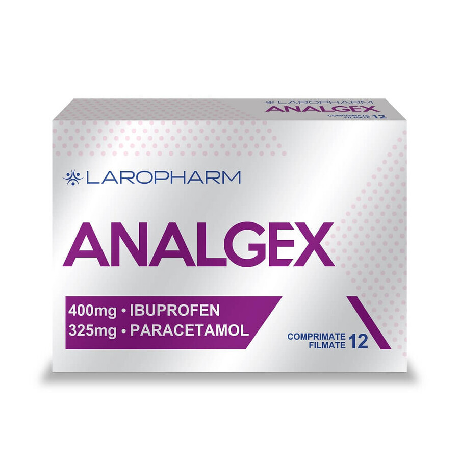 Analgex 400 mg/325 mg, 12 comprimidos recubiertos con película, Laropharm