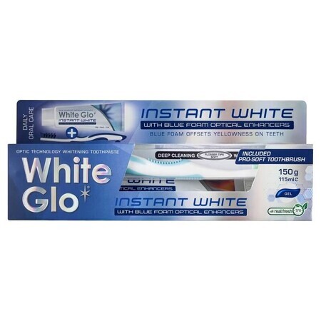 White Glo Dentífrico Blanco Instantáneo + Cepillo de Dientes, 150g, Laboratorios Barros