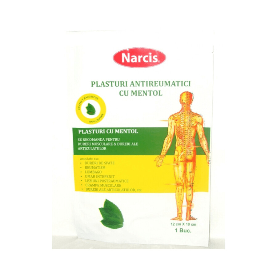 Plasture antireumatic cu mentol, 12 x 18 cm, Narcis