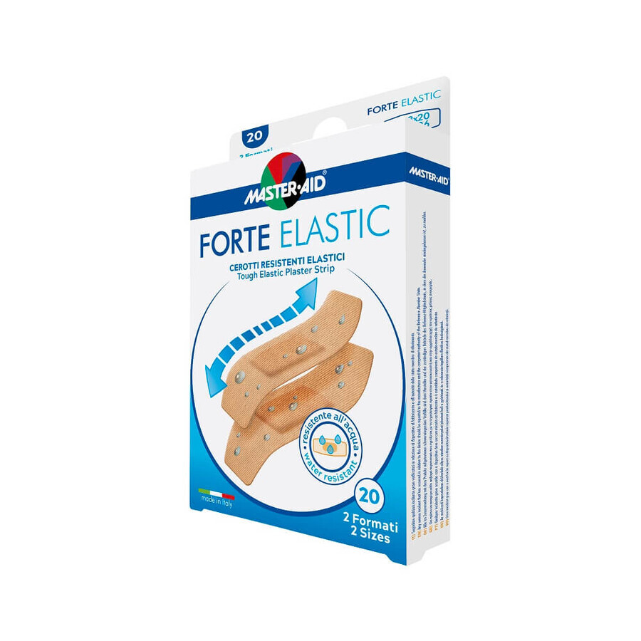 Parches elásticos ultra resistentes, Forte Elastic Master-Aid, 2 tamaños, 20 piezas, Pietrasanta Pharma