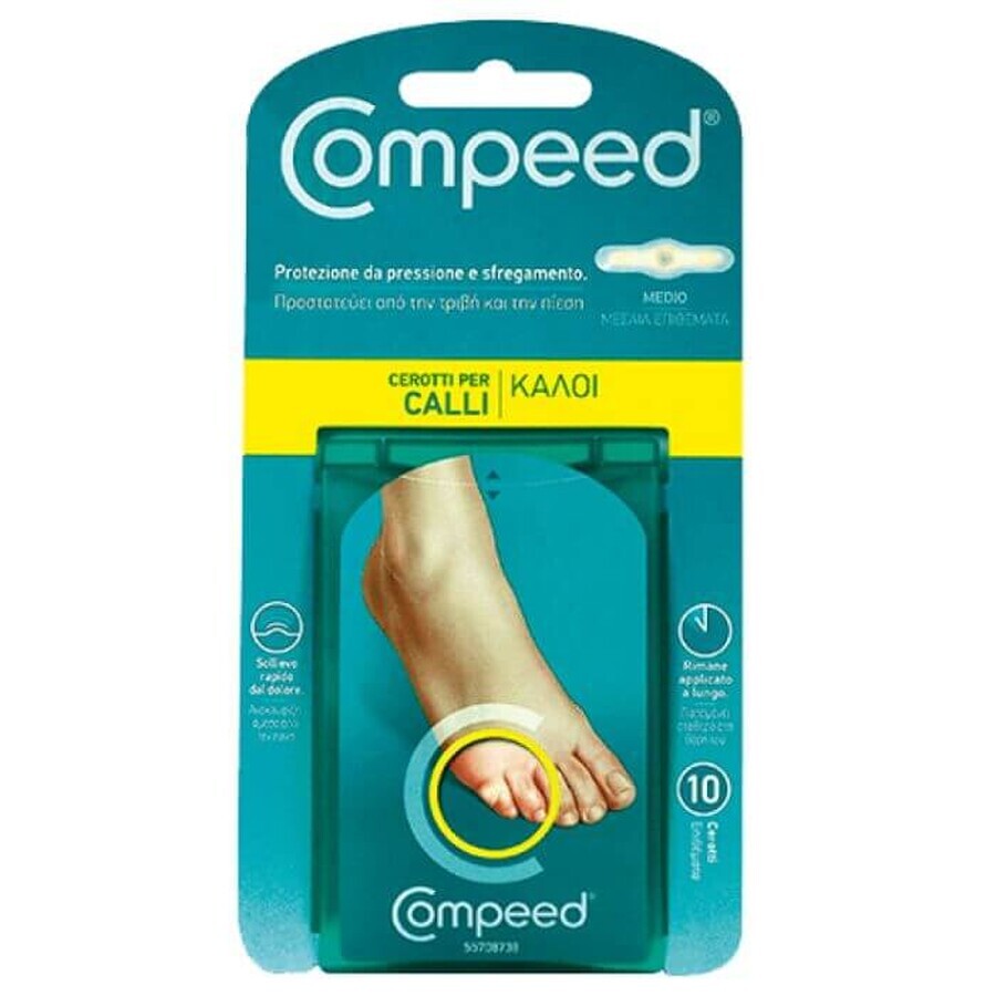 Parches medianos para callosidades profundas, 10 piezas, Compeed