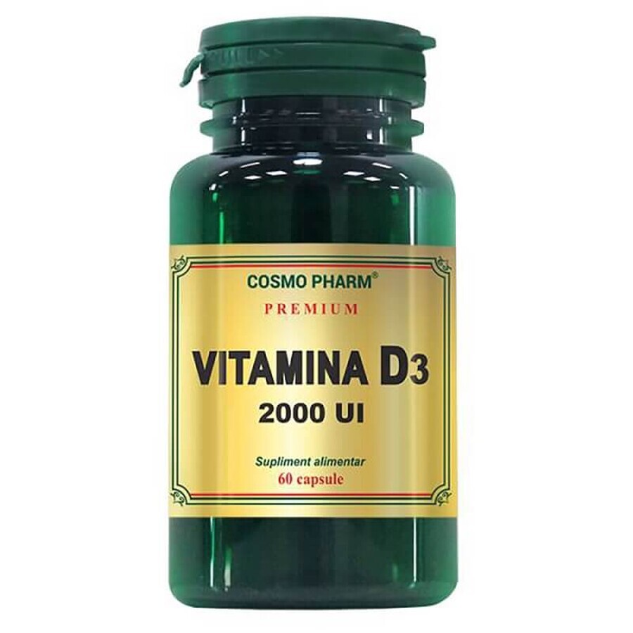 Vitamina D3 Premium 2000 UI, 60 cápsulas, Cosmopharm