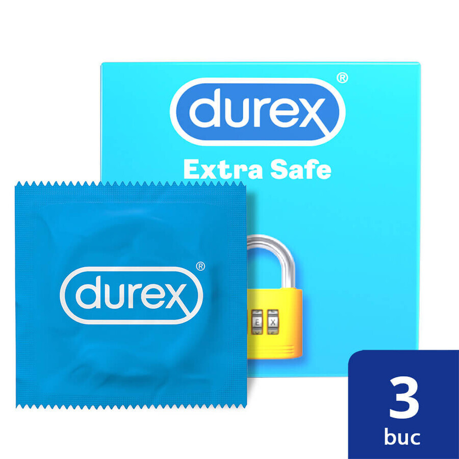 Preservativo Extra Safe, 3 piezas, Durex