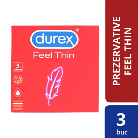 Preservativo Feel Thin, 3 piezas, Durex