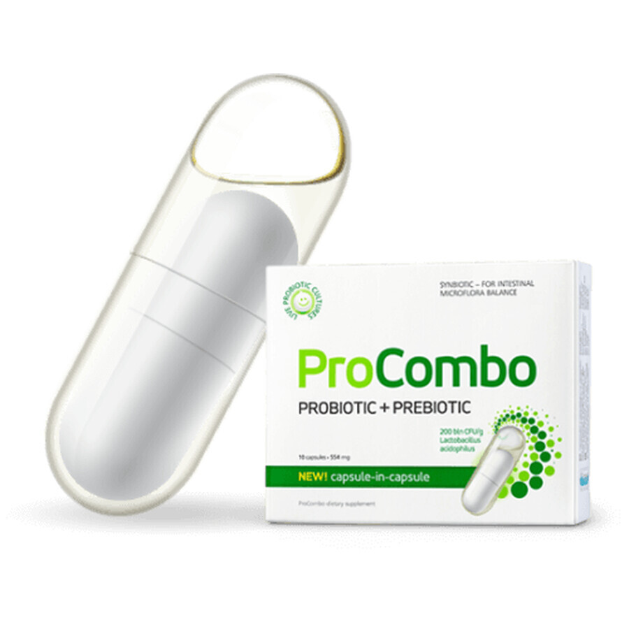 ProCombo probiótico + prebiótico para el equilibrio de la flora intestinal, 10 cápsulas, Vitaslim