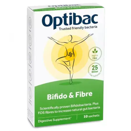 Probiótico con Bifidobacterias y Fibra, 10 sobres, OptiBac