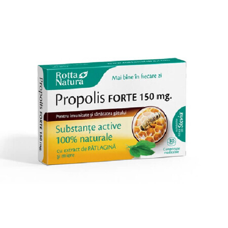 Propolis forte cu pătlagină și miere 150 mg, 30 comprimate, Rotta Natura