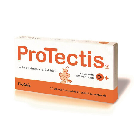 Protectis con Vitamina D3 800IU sabor naranja, 10 comprimidos, BioGaia