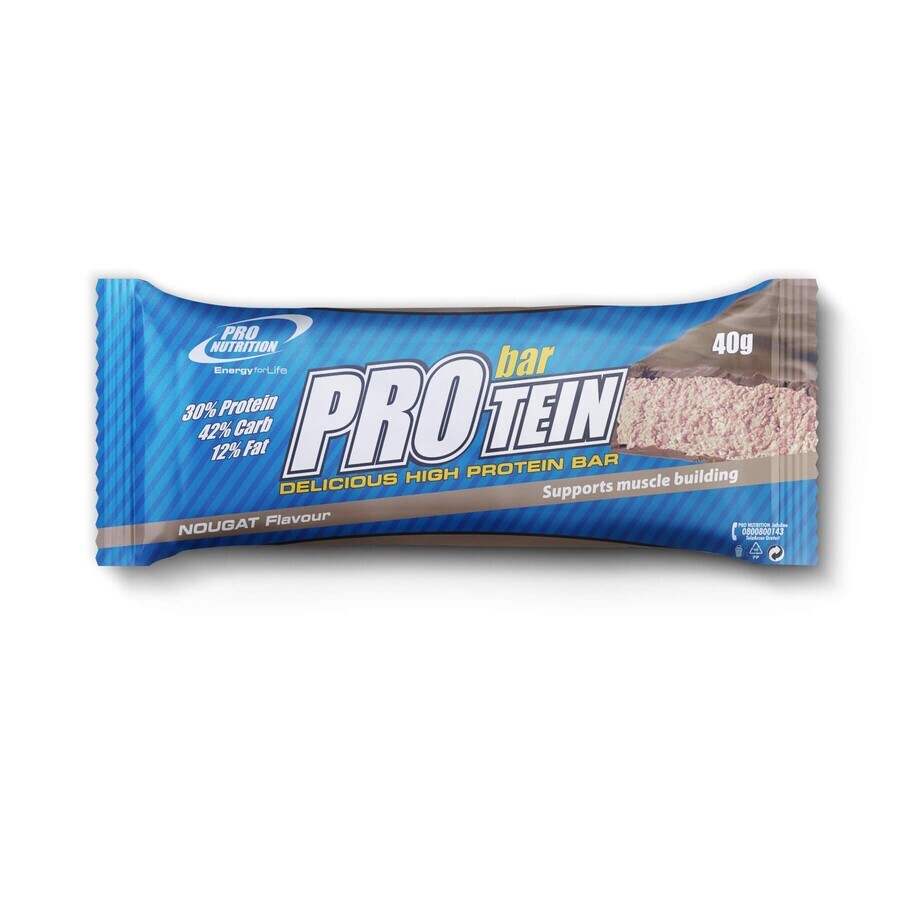 Barrita de proteínas con sabor a turrón, 40 g, Pro Nutrition