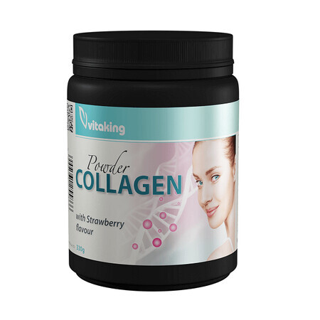 Collageenpoeder plus vitamine C met aardbeiensmaak, 330 gram, VitaKing