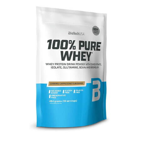 BioTech USA Caramel-Cappuccino 100% Pure Whey Protein Powder, 454 g