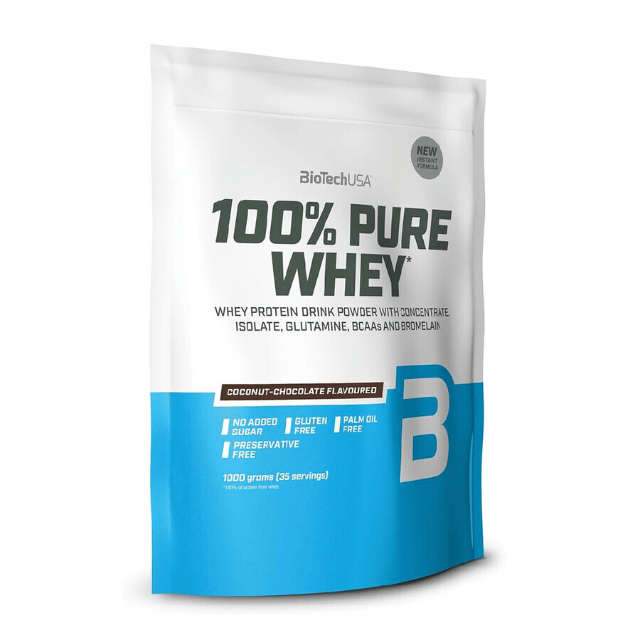 BioTech USA Coconut 100% Pure Whey Protein Powder - Chocolat, 454 g