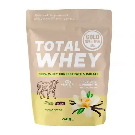 Pudra proteica Total Whey Vanilie, 260 g, Gold Nutrition