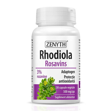 Rhodiola Rosavins 500mg, 30 cápsulas vegetales, Zenyth