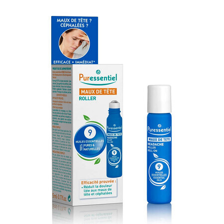 Roll-on para el dolor de cabeza con 9 aceites esenciales, 5 ml, Puressentiel