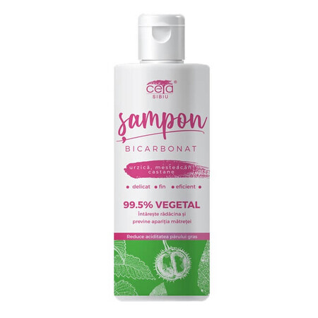 Shampoo 99,5% vegetale con bicarbonato, ortica, betulla e castagno, 200 ml, Ceta Sibiu