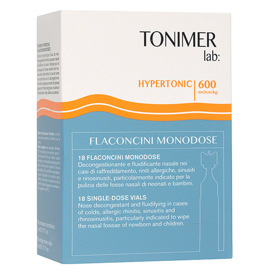 Eau de mer, hypertonique 600 mOsm/Kg, 18 flacons x 5 ml, Tonimer