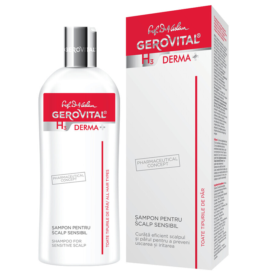 Champú cuero cabelludo sensible Gerovital H3 Derma+, 200 ml, Farmec