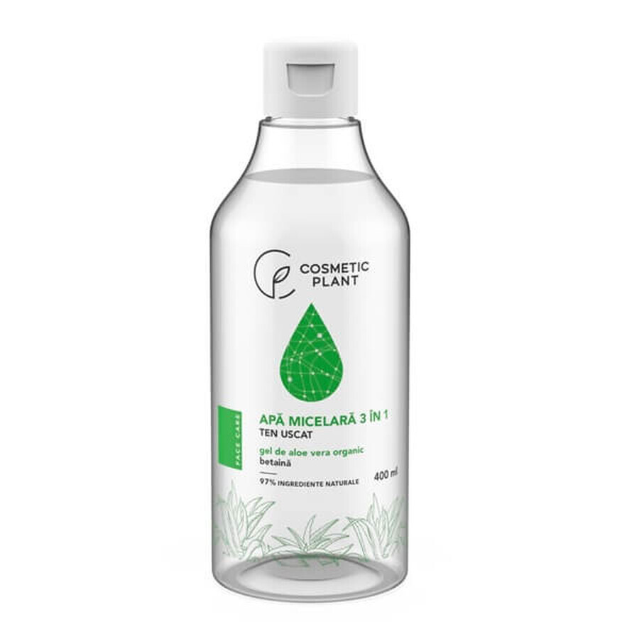 Agua micelar 3 en 1 con gel de aloe vera bio y betaína para piel seca, 400 ml, Cosmetic Plant