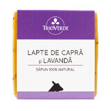 Jabón natural con leche de cabra y lavanda, 110 g, Trio Verde