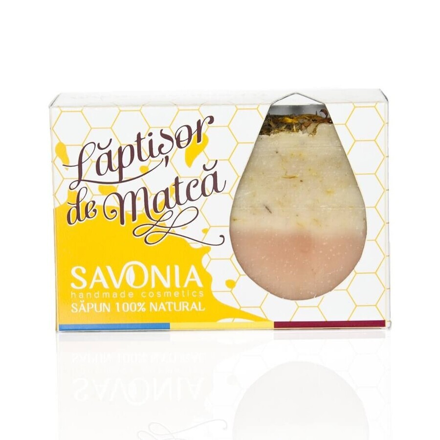 Jabón con leche matcha y manzanilla, 90 g, Savonia