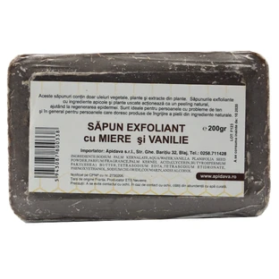 Jabón exfoliante con miel y vainilla, 200 g, Apidava