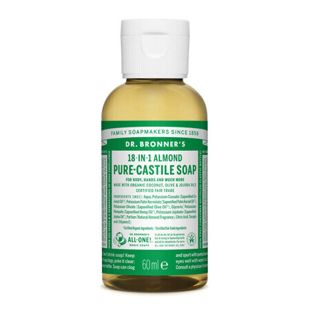 Jabón líquido de almendras 18en1 Travel Magic, 60 ml, Dr. Bronner's