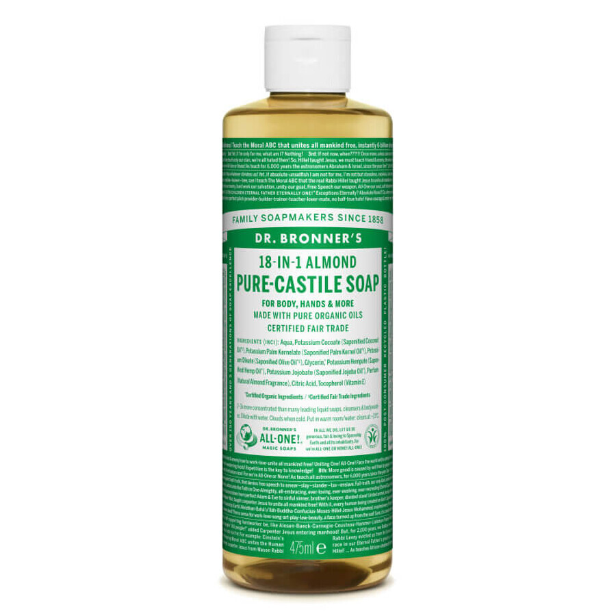 Dr. Bronner's 18in1 Vloeibare Magische Zeep met Amandel, 475 ml