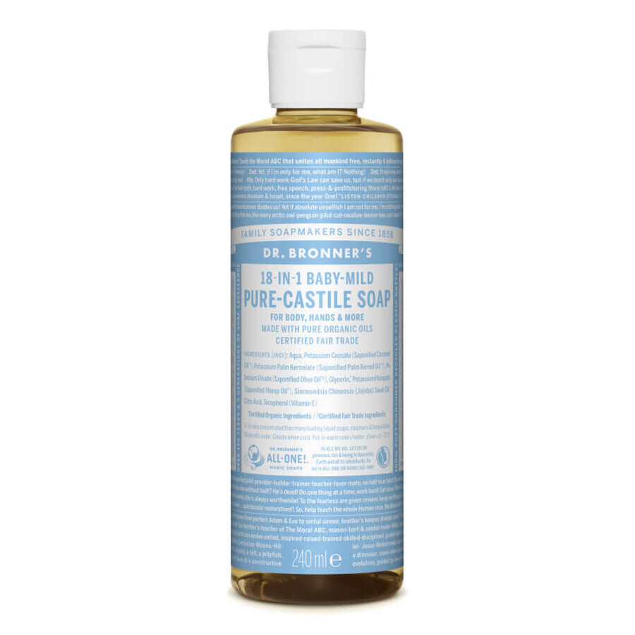 Dr. Bronner's 18en1 Jabón Mágico Líquido sin Fragancia para Niños, 240 ml