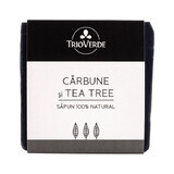 Jabón natural con carbón vegetal y árbol del té, 110 g, Trio Verde